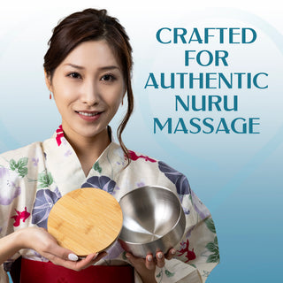 Nuru Massage Mixing Bowl | 304 Stainless Steel with Bamboo Lid | 500ml with Engraved Measuring Lines | Removable Anti-Slip Base