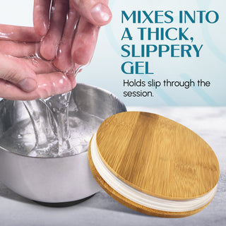 Nuru Massage Mixing Bowl | 304 Stainless Steel with Bamboo Lid | 500ml with Engraved Measuring Lines | Removable Anti-Slip Base