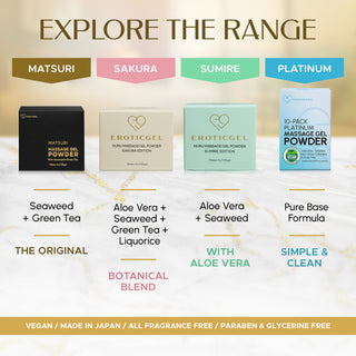Matsuri Edition Japanese Nuru Massage Gel Powder | Seaweed & Green Tea | Made in Japan | Vegan | Fragrance-Free | Water-Based