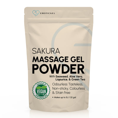 Japanese Nuru Massage Gel Powder 50g - Sakura Edition | Resealable Sachet | Aloe Vera, Seaweed, Liquorice, & Green Tea | Made in Japan | Slippery, Odorless, Tasteless, and Stain-Free | Paraben & Glycerin Free | Makes Up to 1.32 Gallons of Gel