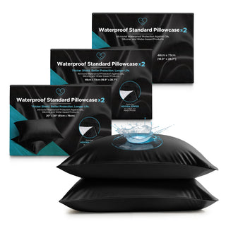 Eroticgel black waterproof standard pillowcases, set of two, envelope and hidden zip