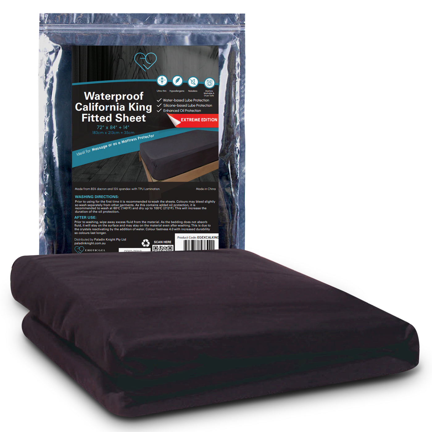 Eroticgel California King Waterproof Fitted Sheet EXTREME Edition 183cm x 213cm + 35cm (72''x84''+14'')