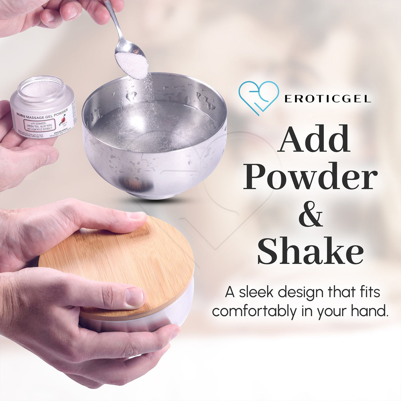 Eroticgel Massage Powder and Mixing Bowl Set - Seaweed and Green Tea